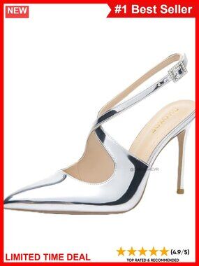 Slingback 4" High Heels Pointed Toe Stiletto Pumps Patent Leather